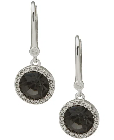 Dkny Glass Crystal Stone Inlay Drop Earrings In Silver