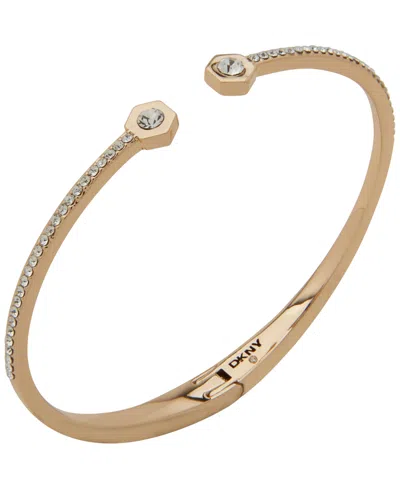Dkny Glass Crystal Stone Pave Dynamic Hex Cuff Bracelet In Gold