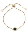 Dkny Glass Emerald Inlay Stone Gold-tone Slider Bracelet In Brown