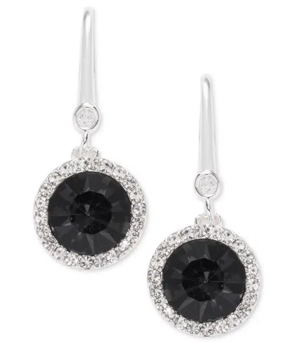 Dkny Glass Inlay Stone Gold-tone Drop Earrings In Grey