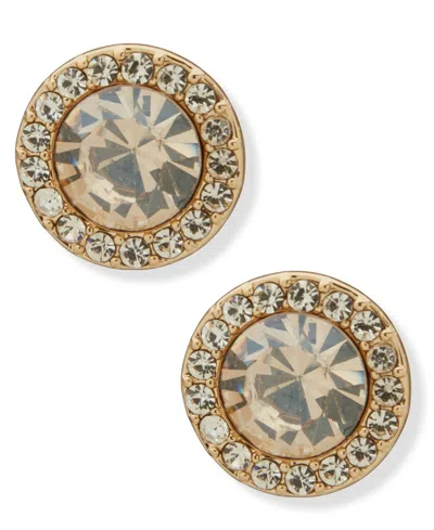 Dkny Glass Stone Gold-tone Rounded Stud Earrings