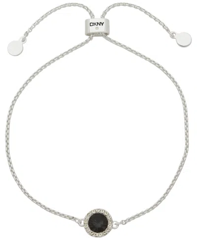 Dkny Glass Stone Inlay Dynamic Slider Bracelet In Gray