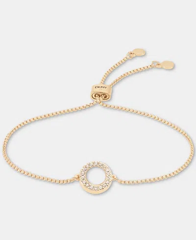 Dkny Glass Stone Inlay Dynamic Slider Bracelet In Gold