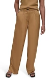 Dkny Glazed Contrast Stitch Straight Leg Pants In Brown
