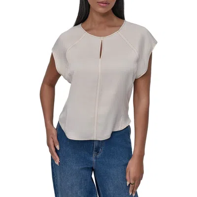 Dkny Glazed Crinkle Satin Top In Gray