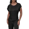 Dkny Glazed Crinkle Satin Top In Black