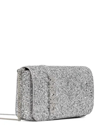Dkny Glitter Chain Crossbody Bag In Silver