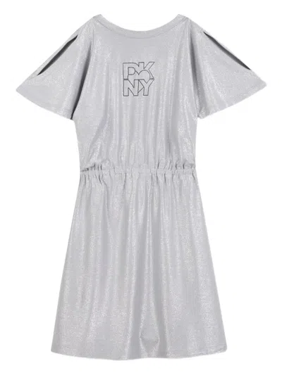 Dkny Glitter-detailing Dress In Silver