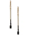 Dkny Gold-tone Black Pave Linear Drop Earrings In Black