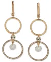 Dkny Gold-tone Crystal & Pave Double Circle Drop Earrings