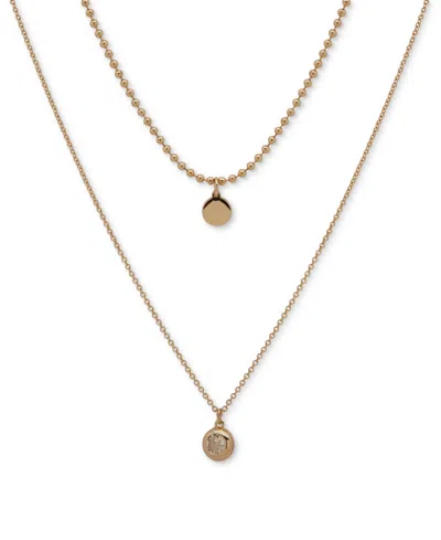 Dkny Gold-tone Crystal & Polished Layered Pendant Necklace, 16" + 3" Extender