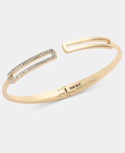 Dkny Gold-tone Crystal Pave Cuff Bracelet