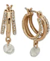 Dkny Gold-tone Crystal Spike Stone Multirow Hoop Small Earrings, 0.46"