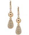 Dkny Gold-tone Crystal Teardrop Double Drop Earrings In Crystal Wh