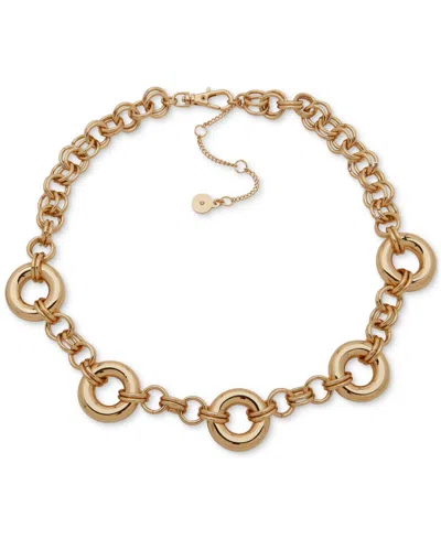 Dkny Gold-tone Double Cable Chain Collar Necklace, 16" + 3" Extender
