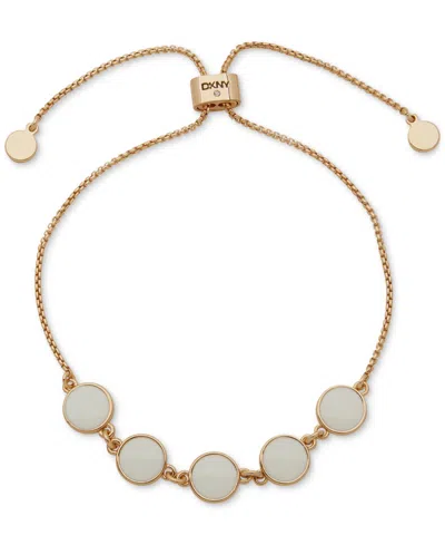 Dkny Gold-tone Five Color Disc Slider Bracelet