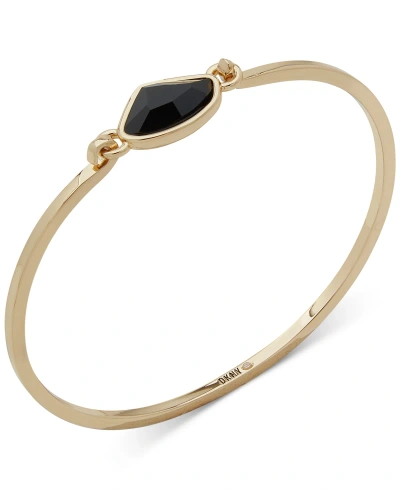 Dkny Gold-tone Jet Organically-shaped Crystal Bangle Bracelet In Black