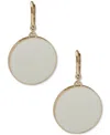 Dkny Gold-tone Large Inlay Drop Leverback Earrings In White