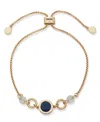 Dkny Gold-tone Open Inlay Blue Link Slider Bracelet In Multi
