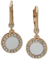 DKNY GOLD-TONE PAVE & COLOR INLAY DROP EARRINGS