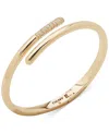 Dkny Gold-tone Pave Crystal Bypass Bangle Bracelet In Crystal Wh