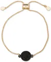 Dkny Gold-tone Pave Disc Charm Link Slider Bracelet In Jet
