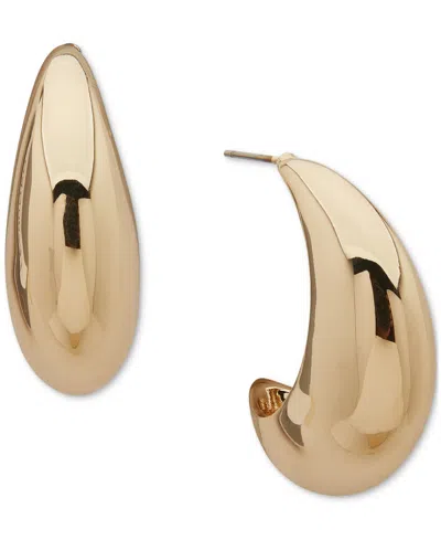 Dkny Gold-tone Puffy Small C Hoop Earrings, 0.88"