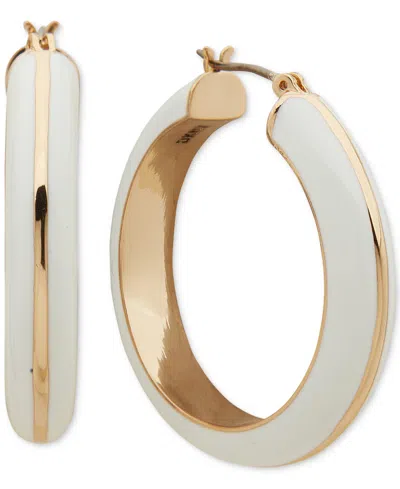 Dkny Gold-tone Small Color Hoop Earrings, 1.05" In White
