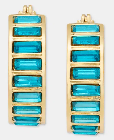 Dkny Gold-tone Stone Baguette Small Hoop Earrings