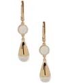 Shop Dkny Gold-tone White Enamel Double Drop Leverback Earrings