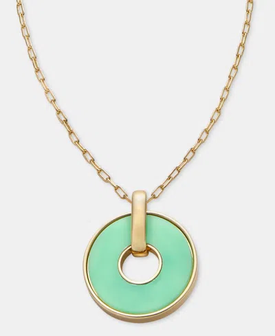 Dkny Gold-tone Epoxy Inlay Ring Pendant Necklace In Metallic