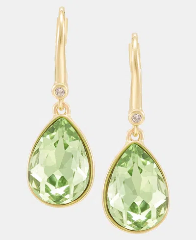 Dkny Gold-tone Glass Peridot Statement Teardrop Earrings In Orange