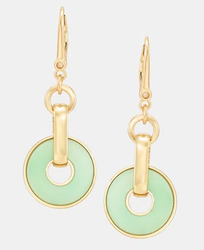 Dkny Gold-tone Inlay Ring Double Drop Earrings In Neutral