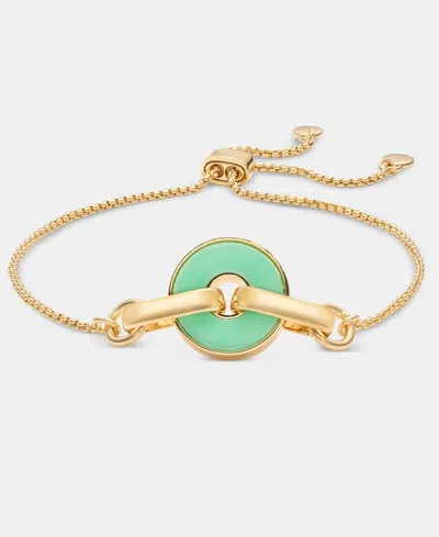 Dkny Gold-tone Inlay Ring Slider Bracelet In Orange