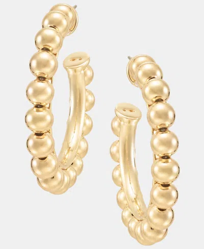 Dkny Gold-tone Statement Ball C Hoop Earrings In Orange