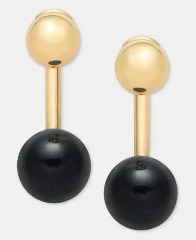 Dkny Gold-tone Statement Jet Beaded Floater Earrings In Black
