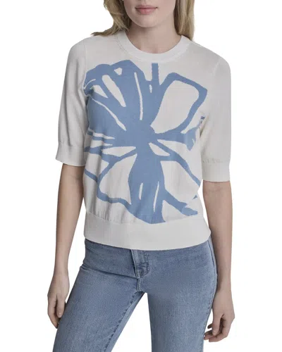 Dkny Graffiti Floral Jacquard Sweater In White