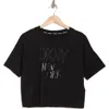 Dkny Rhinestone Graffiti Logo T-shirt In Black/black
