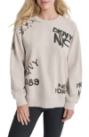 Dkny Women's Graffiti Logo Crewneck Fleece Sweatshirt In Oat