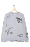 Dkny Graffiti Logo Graphic Sweatshirt In Pearl Heather Grey