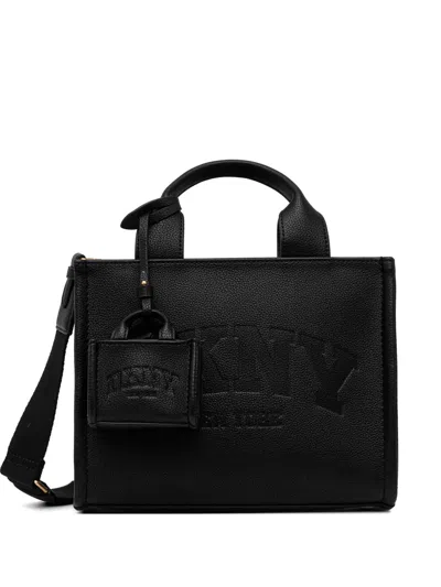 Dkny Grained Logo-embossed Tote Bag In Black