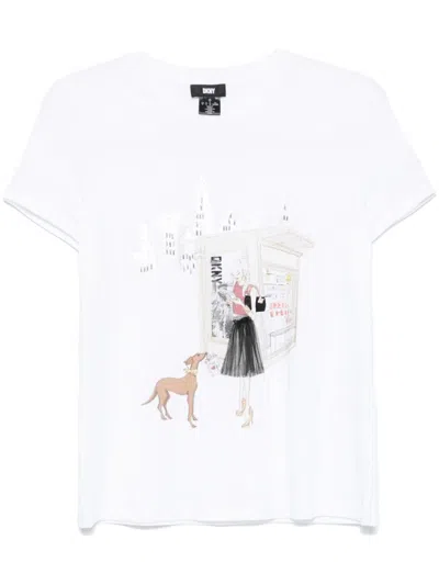 Dkny Graphic-print T-shirt In Weiss