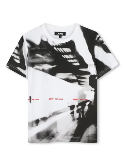 Dkny Kids' Graphic-print T-shirt In White