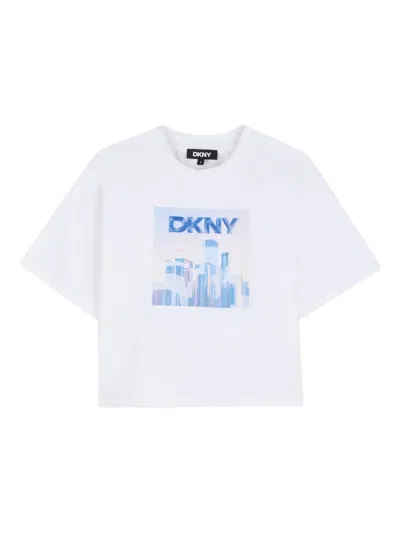 Dkny Kids' Graphic-print T-shirt In White