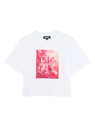 Dkny Kids' Graphic-print T-shirt In White