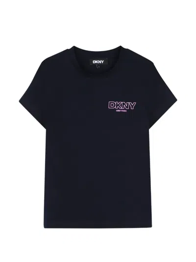 Dkny Kids' Graphic-print Short-sleeve T-shirt In Black