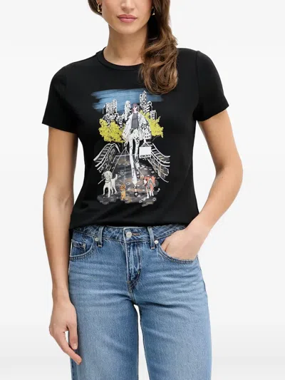 Dkny Graphic-print Short-sleeve T-shirt In Black