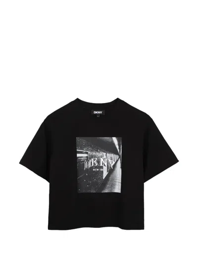 Dkny Kids' Graphic-print T-shirt In Black