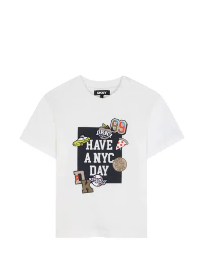 Dkny Kids' Graphic-print T-shirt In White