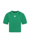 Dkny Green Crop T-shirt For Girl With Logo In Green
